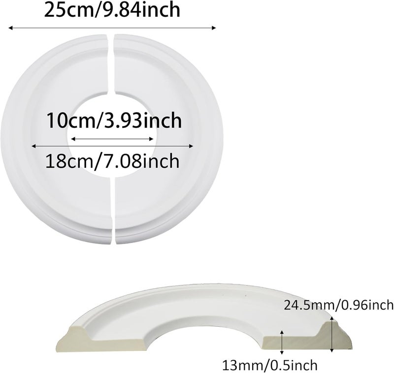 bociloy 2 قطع 10" OD × 4" ID ميدالية سقف مقسمة لتركيبات الإضاءة ومراوح السقف، ميداليات سقف مضغوطة من PU للإضاءة المنزلية، لمصابيح الثريات وزينة الإضاءة المنزلية - Image 2